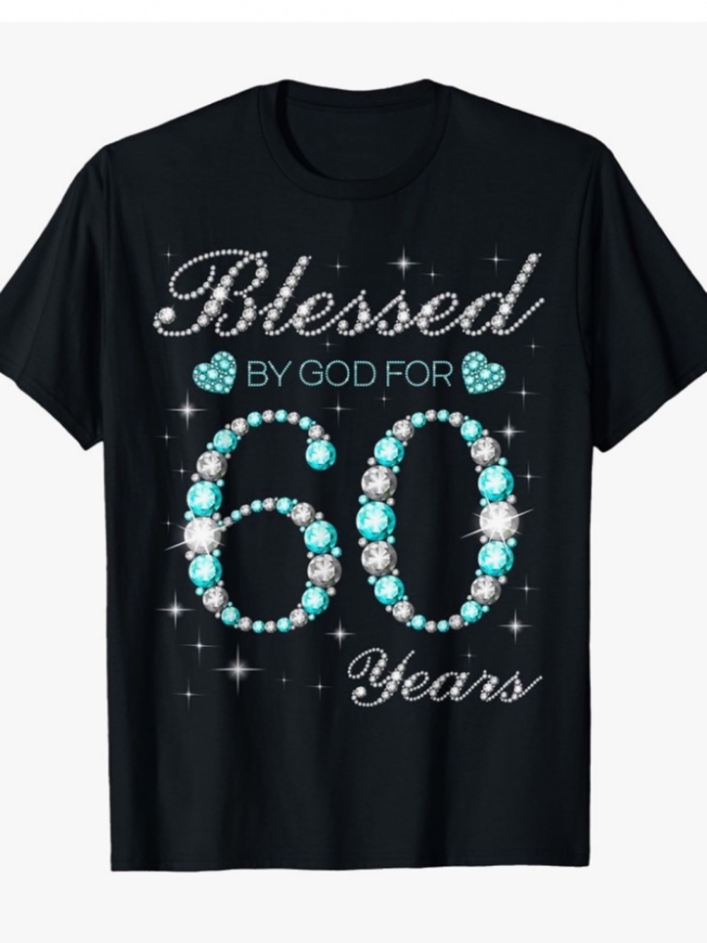 Blessed by God for 60 Years Old Black Birthday T-Shirt Size XL EUC